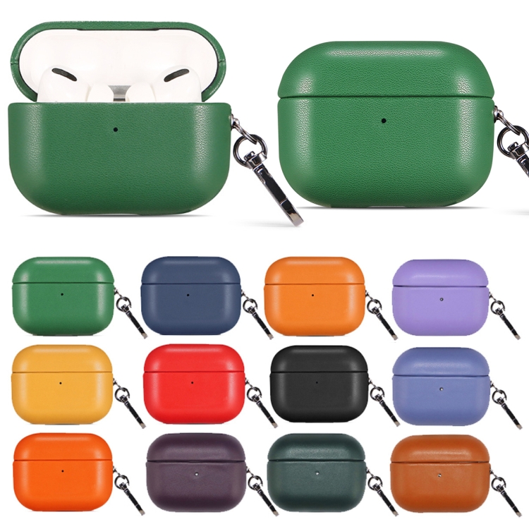 For AirPods 4 Gloss Oil PU Leather Wireless Bluetooth Earphone Protective Case(Green) For AirPods 4 Gloss Oil PU Leather Wireless Bluetooth Earphone Protective Case(Green)