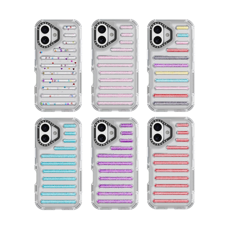 For iPhone 16 Pro Max Capsule Glitter TPU Hybrid PC Airbag Phone Case(Mixed Color) For iPhone 16 Pro Max Capsule Glitter TPU Hybrid PC Airbag Phone Case(Mixed Color)