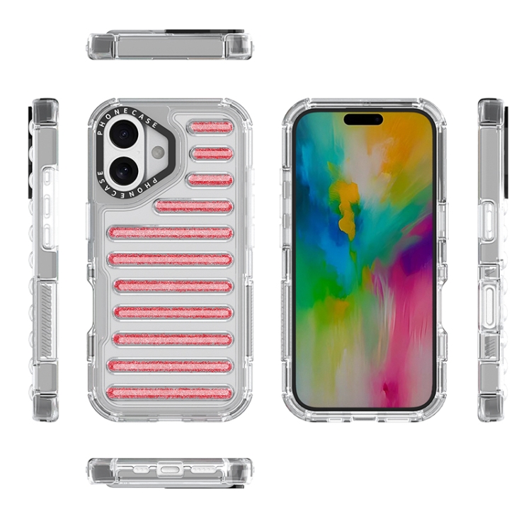 For iPhone 16 Pro Capsule Glitter TPU Hybrid PC Airbag Phone Case(Pink) For iPhone 16 Pro Capsule Glitter TPU Hybrid PC Airbag Phone Case(Pink)