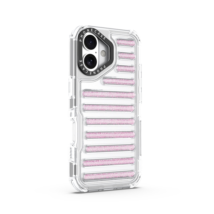 For iPhone 16 Pro Capsule Glitter TPU Hybrid PC Airbag Phone Case(Pink) For iPhone 16 Pro Capsule Glitter TPU Hybrid PC Airbag Phone Case(Pink)