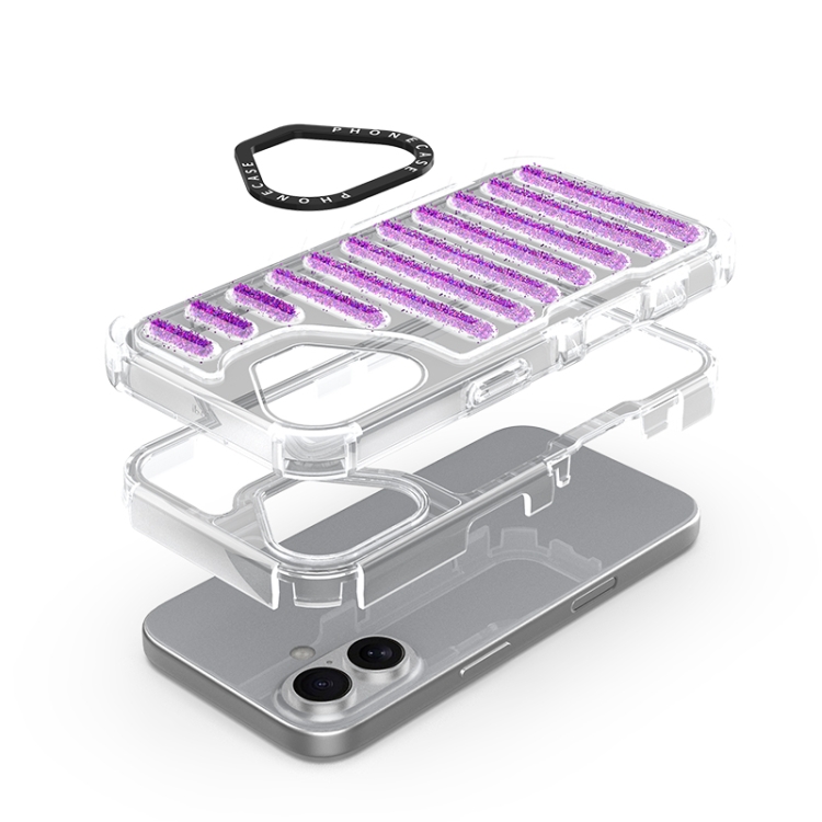 For iPhone 16 Pro Capsule Glitter TPU Hybrid PC Airbag Phone Case(Pink) For iPhone 16 Pro Capsule Glitter TPU Hybrid PC Airbag Phone Case(Pink)