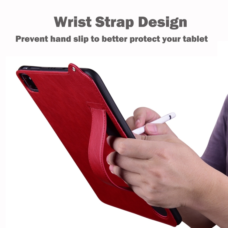 For iPad mini 6 / mini 2024 TPU Leather Back Tablet Case with Wristband(Red) For iPad mini 6 / mini 2024 TPU Leather Back Tablet Case with Wristband(Red)