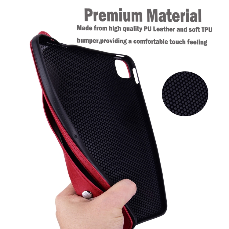 For iPad mini 6 / mini 2024 TPU Leather Back Tablet Case with Wristband(Red) For iPad mini 6 / mini 2024 TPU Leather Back Tablet Case with Wristband(Red)