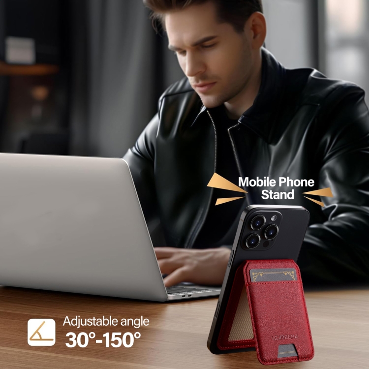 LC.IMEEKE 3-Cards MagSafe RFID Leather Card Bag(Red) LC.IMEEKE 3-Cards MagSafe RFID Leather Card Bag(Red)