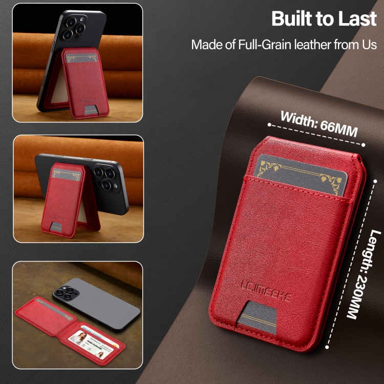 LC.IMEEKE 3-Cards MagSafe RFID Leather Card Bag(Red) LC.IMEEKE 3-Cards MagSafe RFID Leather Card Bag(Red)