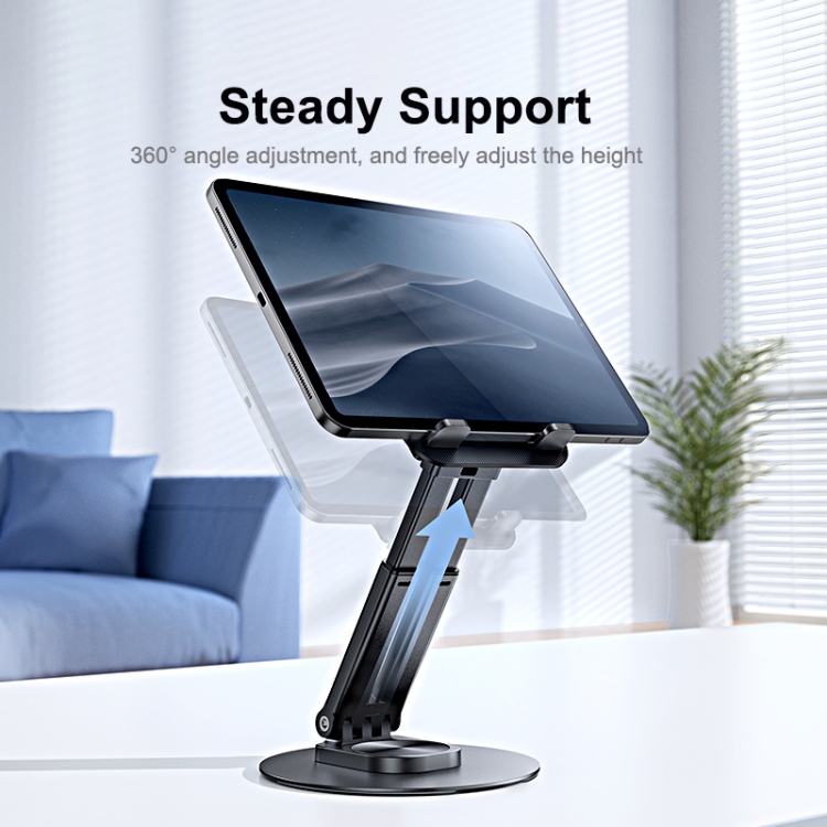 USAMS ZJ080 360 Degree Rotating Desktop Tablet Phone Holder(Black) USAMS ZJ080 360 Degree Rotating Desktop Tablet Phone Holder(Black)