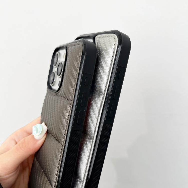 For iPhone 16 Pro Max Carbon Fiber Texture Down Jacket Phone Case(Grey) For iPhone 16 Pro Max Carbon Fiber Texture Down Jacket Phone Case(Grey)