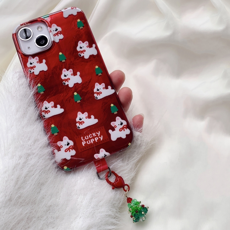 For iPhone 14 West Highlands Puppy Colorful PC Hybrid TPU Phone Case with Lanyard(Red) For iPhone 14 West Highlands Puppy Colorful PC Hybrid TPU Phone Case with Lanyard(Red)