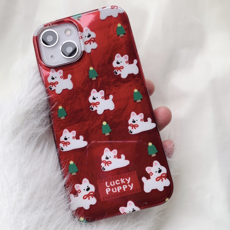 For iPhone 14 West Highlands Puppy Colorful PC Hybrid TPU Phone Case with Lanyard(Red) For iPhone 14 West Highlands Puppy Colorful PC Hybrid TPU Phone Case with Lanyard(Red)