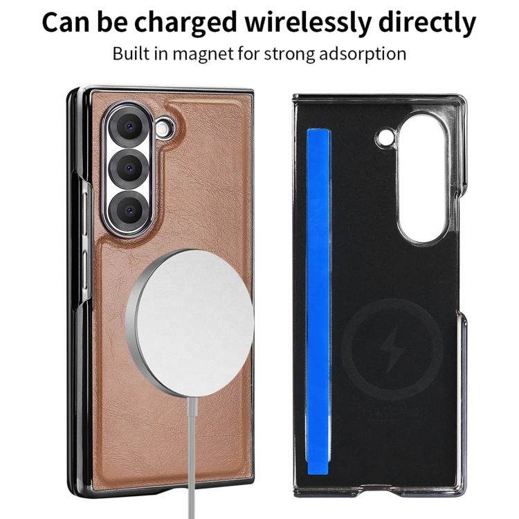For Samsung Galaxy Z Fold5 VIETAO Integrated MagSafe PU Phone Case(Black) For Samsung Galaxy Z Fold5 VIETAO Integrated MagSafe PU Phone Case(Black)