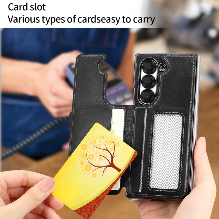 For Samsung Galaxy Z Fold6 VIETAO Integrated RFID MagSafe Detachable PU Phone Case(Black)