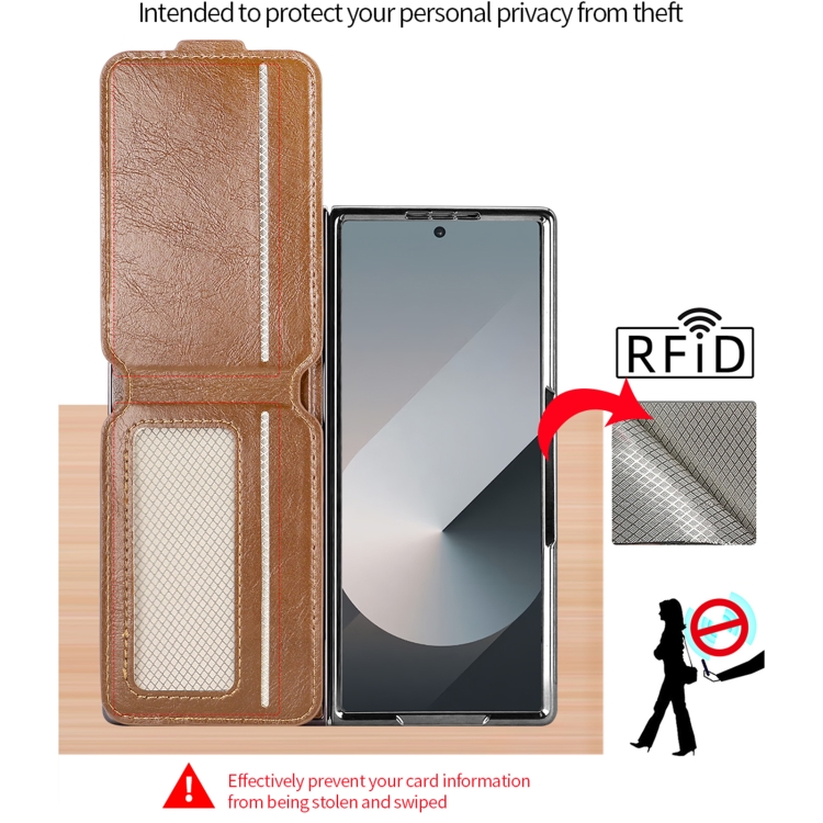 For Samsung Galaxy Z Fold6 VIETAO Integrated MagSafe RFID Detachable Card Bag PU Phone Case(Black) For Samsung Galaxy Z Fold6 VIETAO Integrated MagSafe RFID Detachable Card Bag PU Phone Case(Black)