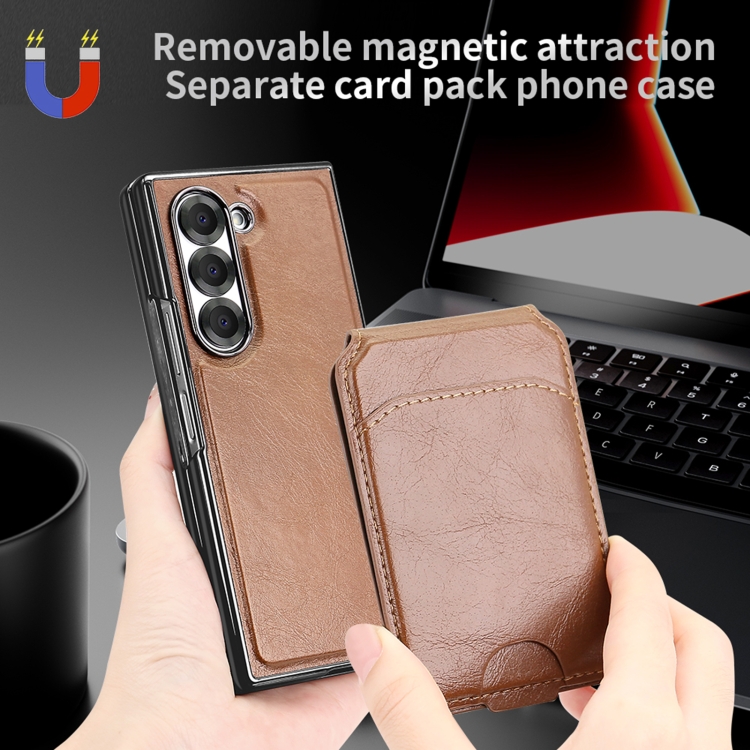 For Samsung Galaxy Z Fold6 VIETAO Integrated MagSafe RFID Detachable Card Bag PU Phone Case(Black) For Samsung Galaxy Z Fold6 VIETAO Integrated MagSafe RFID Detachable Card Bag PU Phone Case(Black)