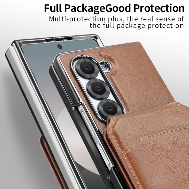 For Samsung Galaxy Z Fold5 VIETAO Integrated MagSafe RFID Detachable Card Bag PU Phone Case(Brown) For Samsung Galaxy Z Fold5 VIETAO Integrated MagSafe RFID Detachable Card Bag PU Phone Case(Brown)