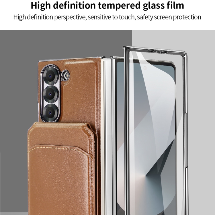 For Samsung Galaxy Z Fold5 VIETAO Integrated MagSafe RFID Detachable Card Bag PU Phone Case(Brown) For Samsung Galaxy Z Fold5 VIETAO Integrated MagSafe RFID Detachable Card Bag PU Phone Case(Brown)