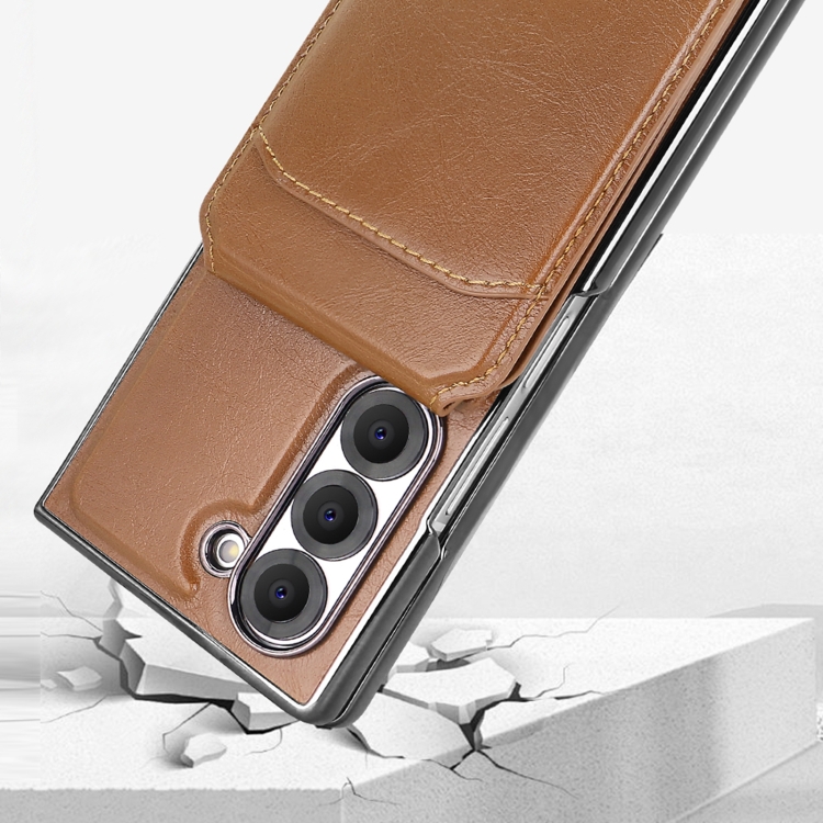 For Samsung Galaxy Z Fold5 VIETAO Integrated MagSafe RFID Detachable Card Bag PU Phone Case(Brown) For Samsung Galaxy Z Fold5 VIETAO Integrated MagSafe RFID Detachable Card Bag PU Phone Case(Brown)