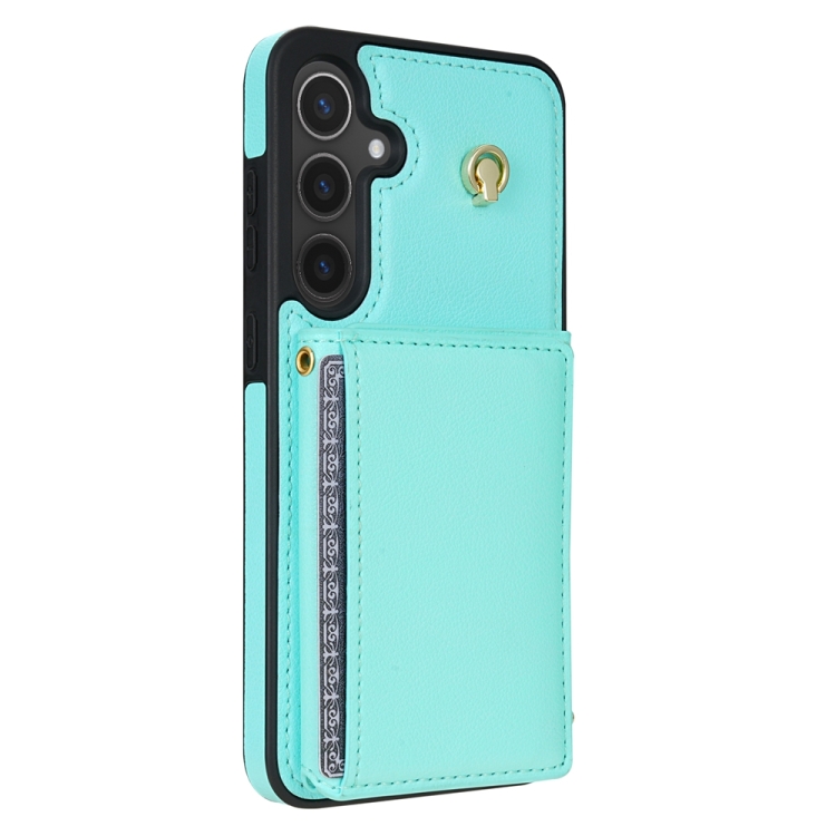 For Samsung Galaxy S24 5G Three Fold Card Bag Phone Case with Long Lanyard(Mint) For Samsung Galaxy S24 5G Three Fold Card Bag Phone Case with Long Lanyard(Mint)