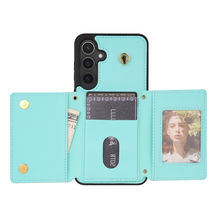 For Samsung Galaxy S24 5G Three Fold Card Bag Phone Case with Long Lanyard(Mint) For Samsung Galaxy S24 5G Three Fold Card Bag Phone Case with Long Lanyard(Mint)