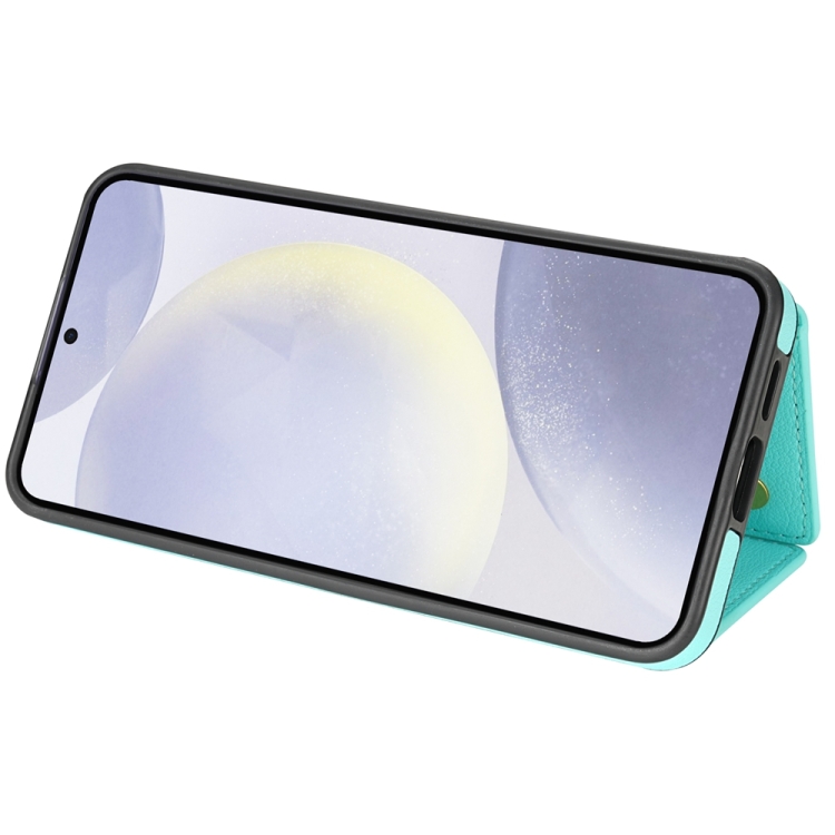 For Samsung Galaxy S24 5G Three Fold Card Bag Phone Case with Long Lanyard(Mint) For Samsung Galaxy S24 5G Three Fold Card Bag Phone Case with Long Lanyard(Mint)
