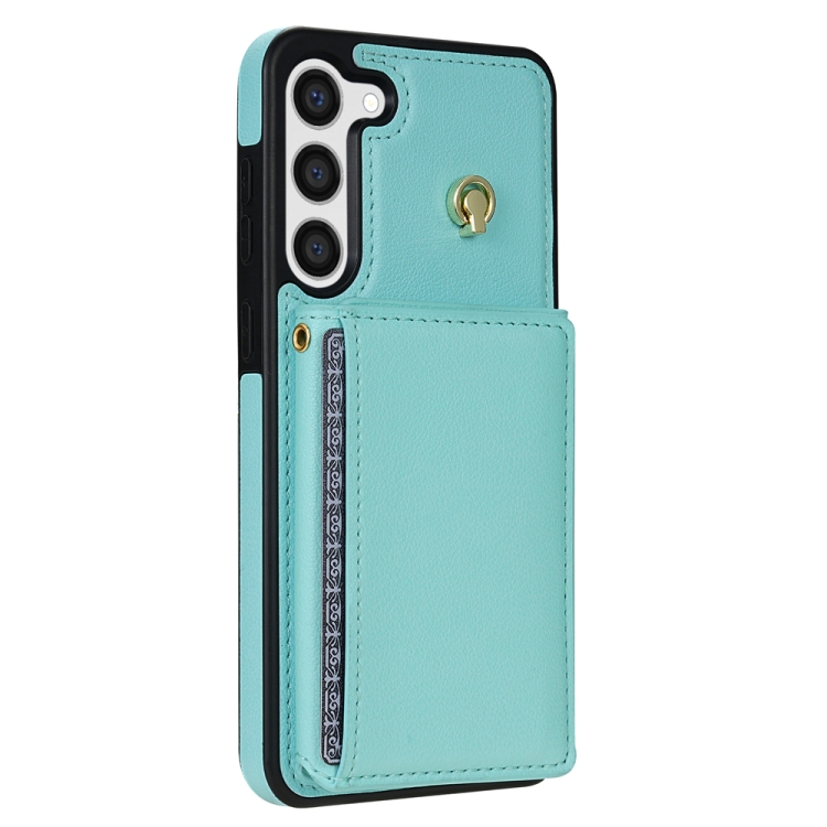 For Samsung Galaxy S23 5G Three Fold Card Bag Phone Case with Long Lanyard(Mint) For Samsung Galaxy S23 5G Three Fold Card Bag Phone Case with Long Lanyard(Mint)