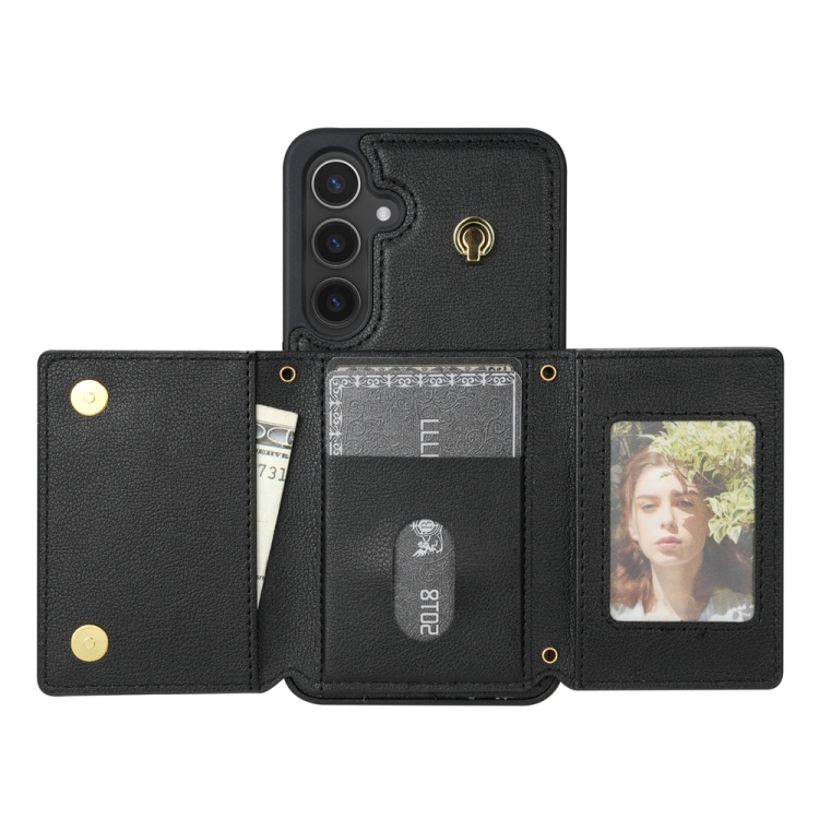 For Samsung Galaxy S23 FE 5G Three Fold Card Bag Phone Case with Long Lanyard(Black) For Samsung Galaxy S23 FE 5G Three Fold Card Bag Phone Case with Long Lanyard(Black)