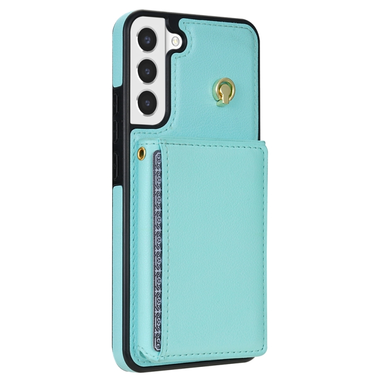 For Samsung Galaxy S22 5G Three Fold Card Bag Phone Case with Long Lanyard(Mint) For Samsung Galaxy S22 5G Three Fold Card Bag Phone Case with Long Lanyard(Mint)