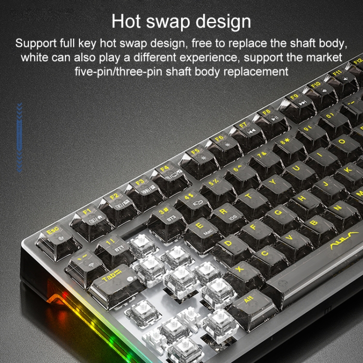 AULA F98 Pro 99 Keys Wired/2.4G/Bluetooth Three Model RGB Mechanical ...