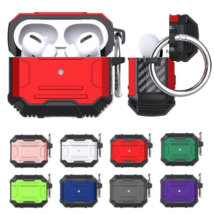 For AirPods 4 Armor TPU Hybrid PC Shockproof Earphones Case with Hook(Pink)