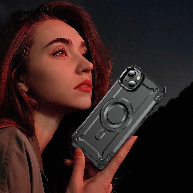 For iPhone 15 Plus Lens Holder MagSafe Phone Case(Grey) For iPhone 15 Plus Lens Holder MagSafe Phone Case(Grey)