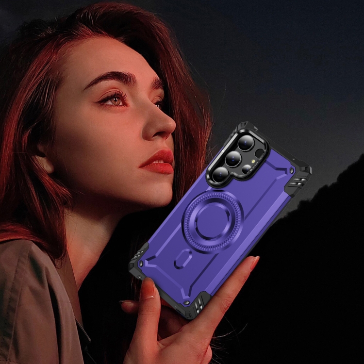 For Samsung Galaxy S23 Ultra 5G Lens Holder MagSafe Phone Case(Purple) For Samsung Galaxy S23 Ultra 5G Lens Holder MagSafe Phone Case(Purple)