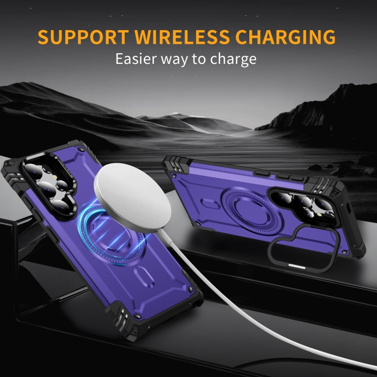For Samsung Galaxy S24 Ultra 5G Lens Holder MagSafe Phone Case(Purple) For Samsung Galaxy S24 Ultra 5G Lens Holder MagSafe Phone Case(Purple)