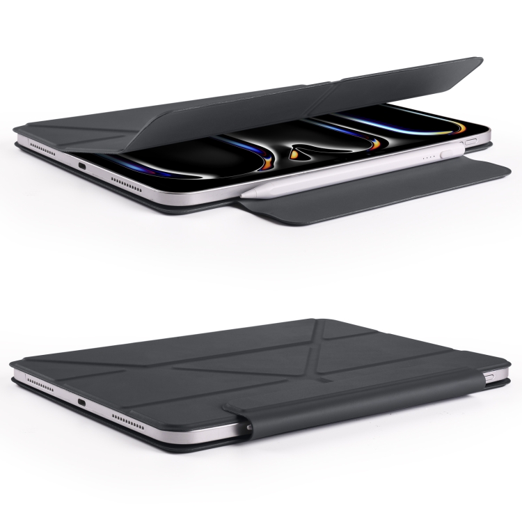 For iPad Pro 12.9 2022 / 2021 / 2020 Fixed Buckle Magnetic Deformation Leather Tablet Case(Black) For iPad Pro 12.9 2022 / 2021 / 2020 Fixed Buckle Magnetic Deformation Leather Tablet Case(Black)