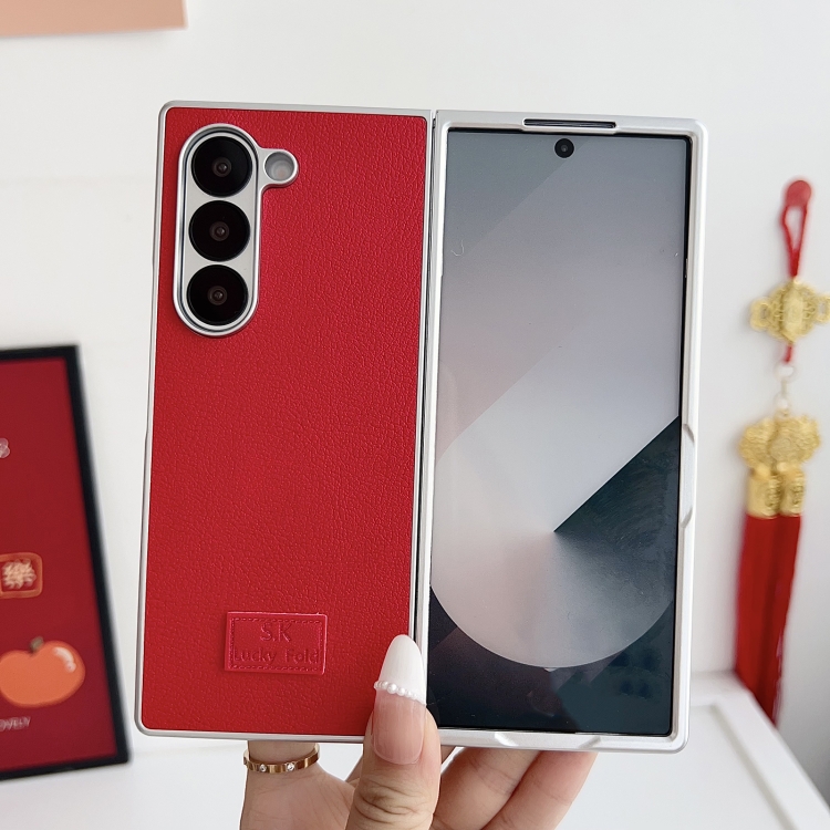 For Samsung Galaxy Z Fold5 5G Skin Fee Litchi Pattern Protective Phone Case(Red)