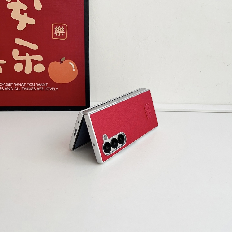 For Samsung Galaxy Z Fold5 5G Skin Fee Litchi Pattern Protective Phone Case(Red)