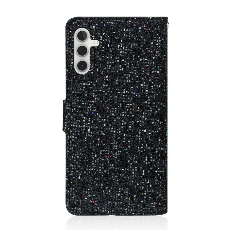 For Samsung Galaxy S23 FE 5G Glitter Powder Filp Leather Phone Case(Black)