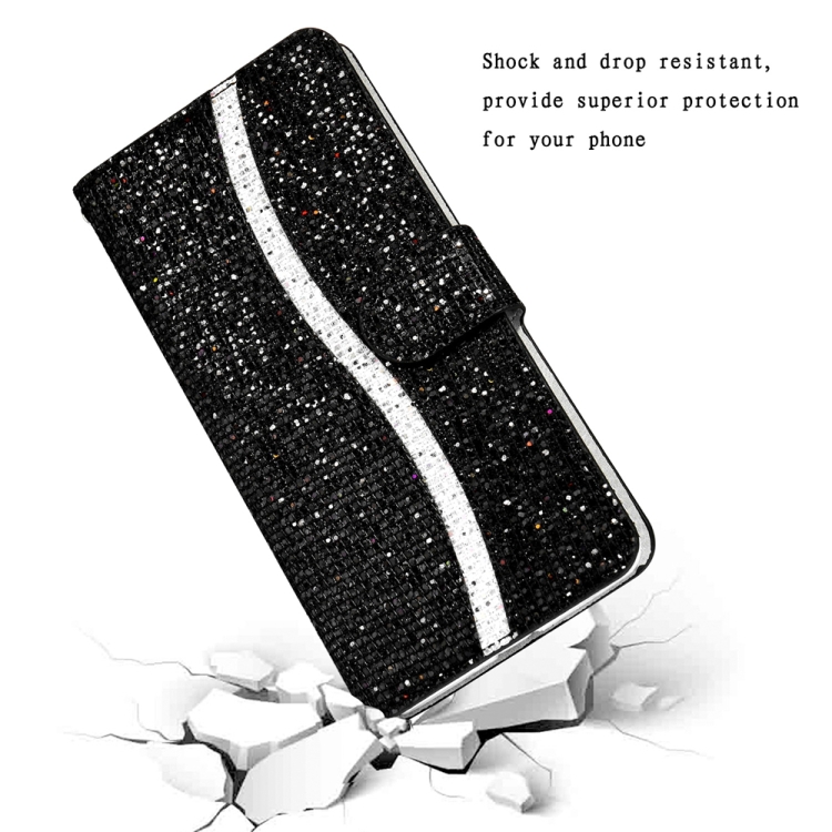 For Samsung Galaxy S23 FE 5G Glitter Powder Filp Leather Phone Case(Black)