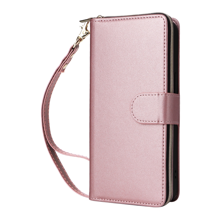 For iPhone 15 Pro Nine-card Slots Zipper Wallet Bag Leather Phone Case(Rose Gold) For iPhone 15 Pro Nine-card Slots Zipper Wallet Bag Leather Phone Case(Rose Gold)