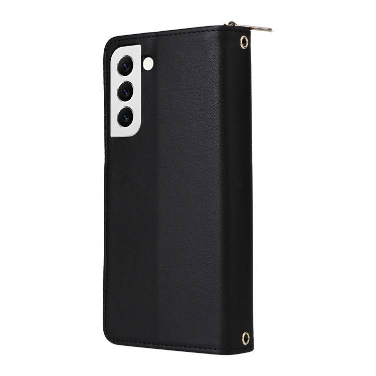 For Samsung Galaxy S22 5G Nine-card Slots Zipper Wallet Bag Leather Phone Case(Black) For Samsung Galaxy S22 5G Nine-card Slots Zipper Wallet Bag Leather Phone Case(Black)