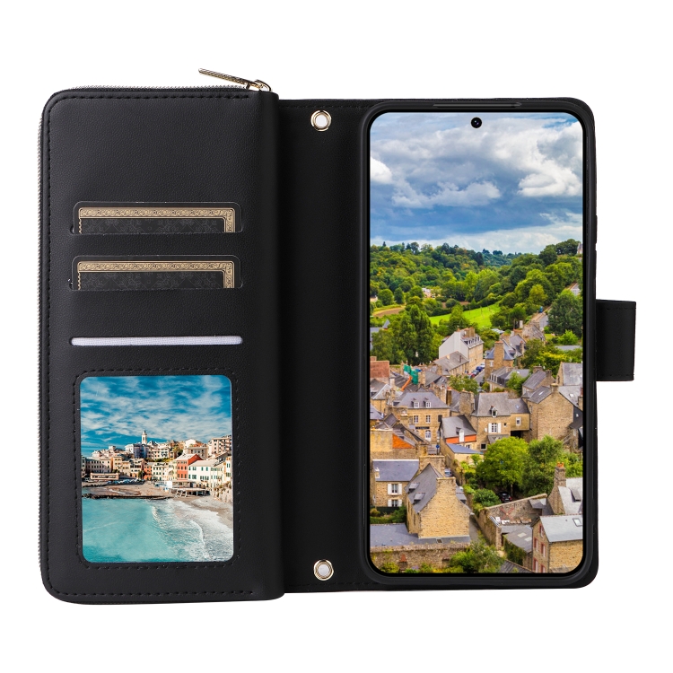 For Samsung Galaxy S22 5G Nine-card Slots Zipper Wallet Bag Leather Phone Case(Black) For Samsung Galaxy S22 5G Nine-card Slots Zipper Wallet Bag Leather Phone Case(Black)