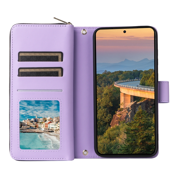 For Samsung Galaxy S23+ 5G Nine-card Slots Zipper Wallet Bag Leather Phone Case(Purple) For Samsung Galaxy S23+ 5G Nine-card Slots Zipper Wallet Bag Leather Phone Case(Purple)