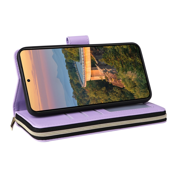 For Samsung Galaxy S23+ 5G Nine-card Slots Zipper Wallet Bag Leather Phone Case(Purple) For Samsung Galaxy S23+ 5G Nine-card Slots Zipper Wallet Bag Leather Phone Case(Purple)