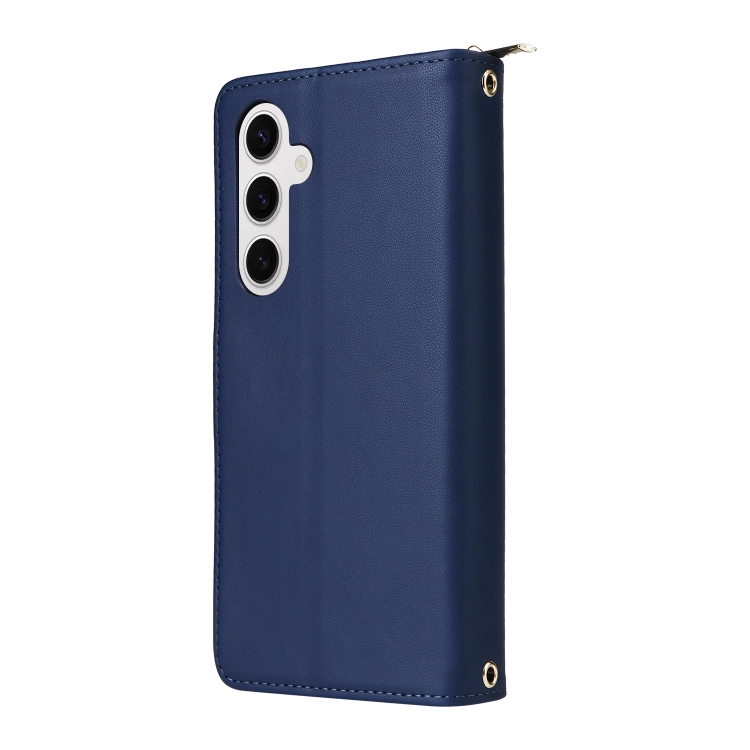 For Samsung Galaxy S24 5G Nine-card Slots Zipper Wallet Bag Leather Phone Case(Blue) For Samsung Galaxy S24 5G Nine-card Slots Zipper Wallet Bag Leather Phone Case(Blue)