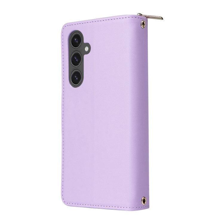 For Samsung Galaxy S24 FE 5G Nine-card Slots Zipper Wallet Bag Leather Phone Case(Purple) For Samsung Galaxy S24 FE 5G Nine-card Slots Zipper Wallet Bag Leather Phone Case(Purple)
