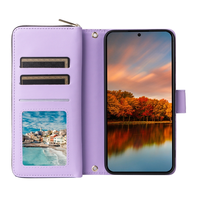 For Samsung Galaxy S24 FE 5G Nine-card Slots Zipper Wallet Bag Leather Phone Case(Purple) For Samsung Galaxy S24 FE 5G Nine-card Slots Zipper Wallet Bag Leather Phone Case(Purple)