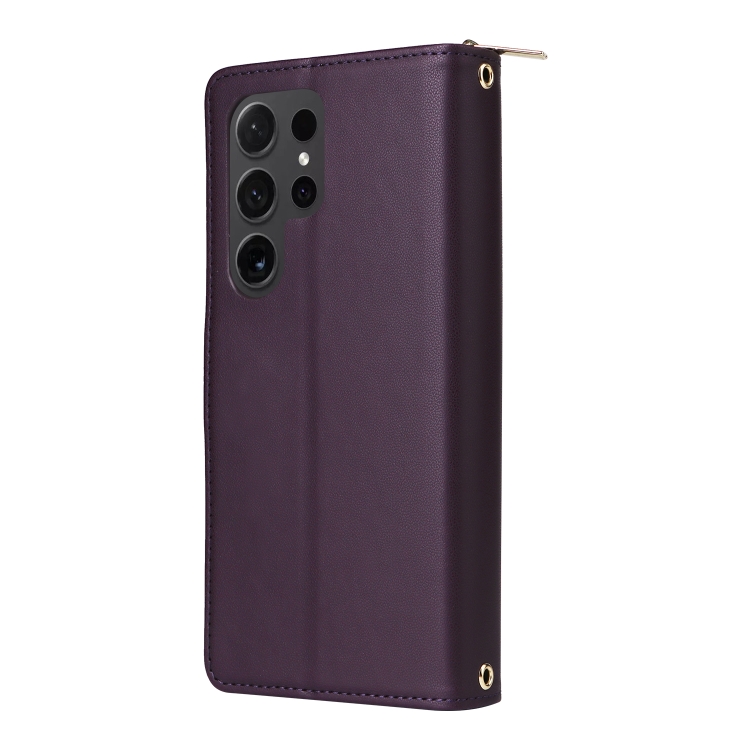 For Samsung Galaxy S24 Ultra 5G Nine-card Slots Zipper Wallet Bag Leather Phone Case(Dark Purple) For Samsung Galaxy S24 Ultra 5G Nine-card Slots Zipper Wallet Bag Leather Phone Case(Dark Purple)