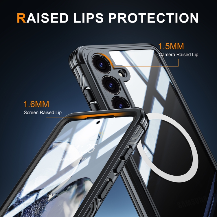 For Samsung Galaxy S25+ 5G Tempered Glass MagSafe Phone Case(Sky Blue) For Samsung Galaxy S25+ 5G Tempered Glass MagSafe Phone Case(Sky Blue)