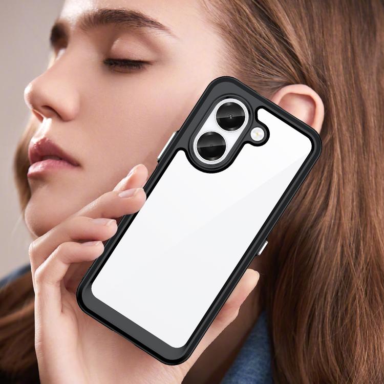 For Honor X7e 4G Colorful Series Acrylic Hybrid TPU Phone Case(Black)