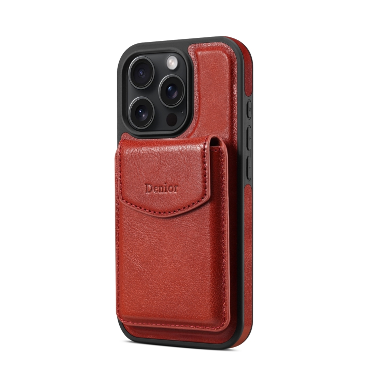For iPhone 16 Pro Max Denior D22 Genuine Leather MagSafe Holder Detachable Card Slot Phone Case(Brown) For iPhone 16 Pro Max Denior D22 Genuine Leather MagSafe Holder Detachable Card Slot Phone Case(Brown)