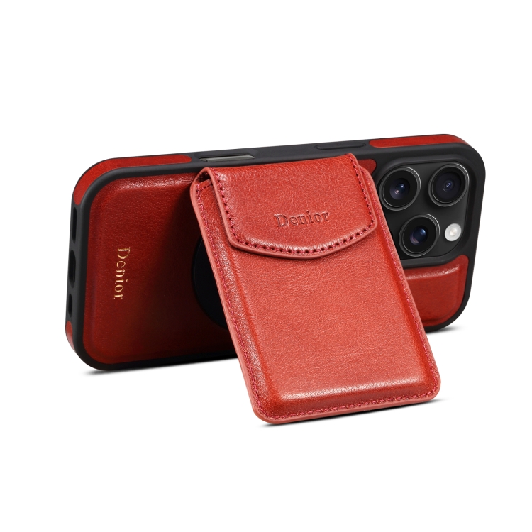 For iPhone 16 Pro Max Denior D22 Genuine Leather MagSafe Holder Detachable Card Slot Phone Case(Brown) For iPhone 16 Pro Max Denior D22 Genuine Leather MagSafe Holder Detachable Card Slot Phone Case(Brown)