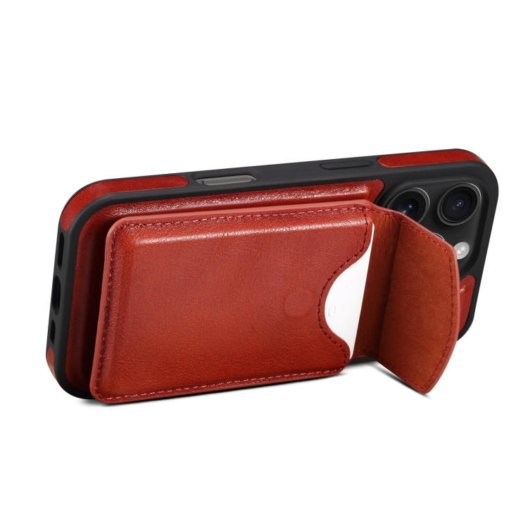 For iPhone 16 Pro Max Denior D22 Genuine Leather MagSafe Holder Detachable Card Slot Phone Case(Brown) For iPhone 16 Pro Max Denior D22 Genuine Leather MagSafe Holder Detachable Card Slot Phone Case(Brown)
